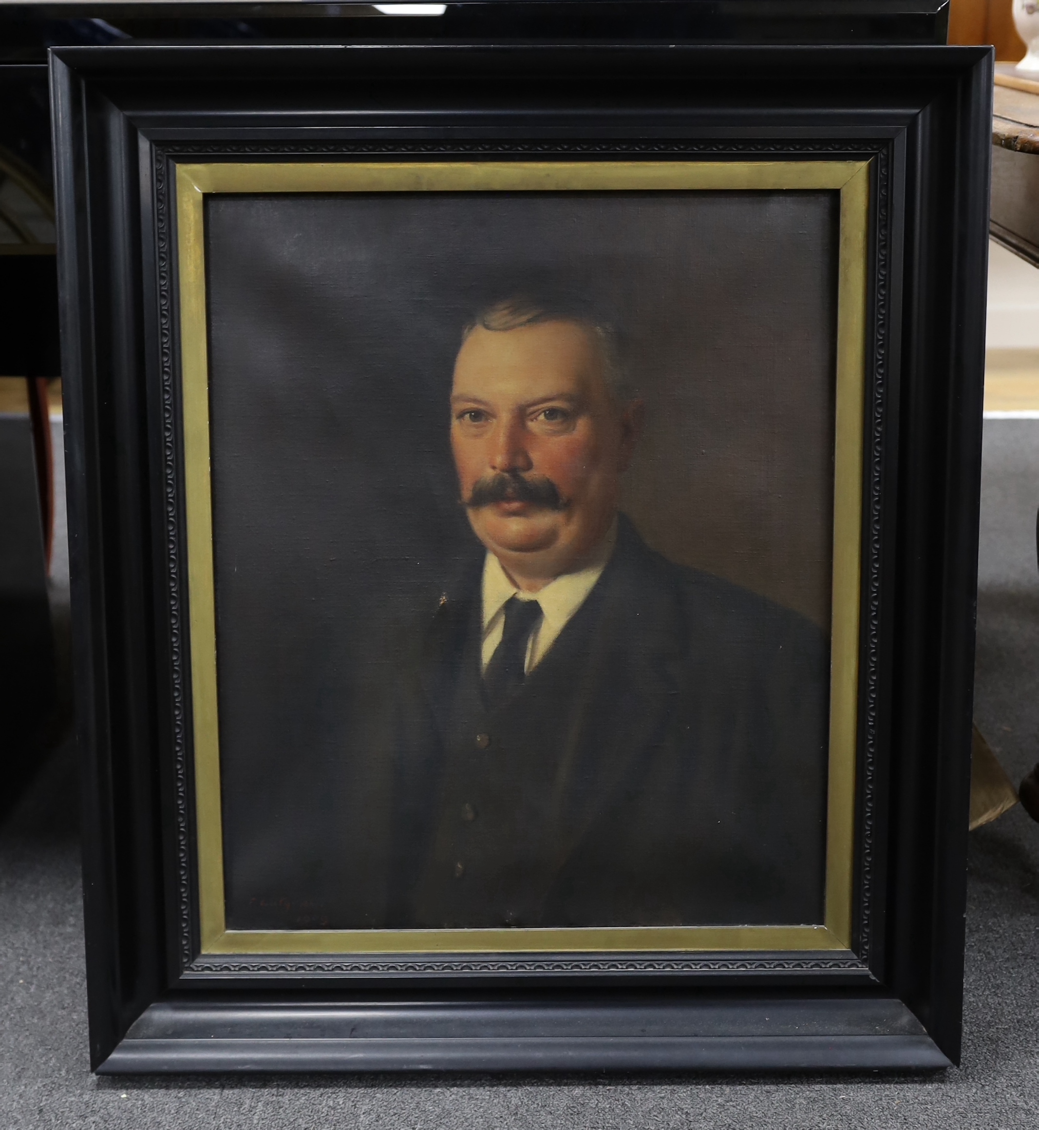 Early 20th century English School, oil on canvas, Portrait of a gentleman, indistinctly signed and dated 1909, 59 x 49cm